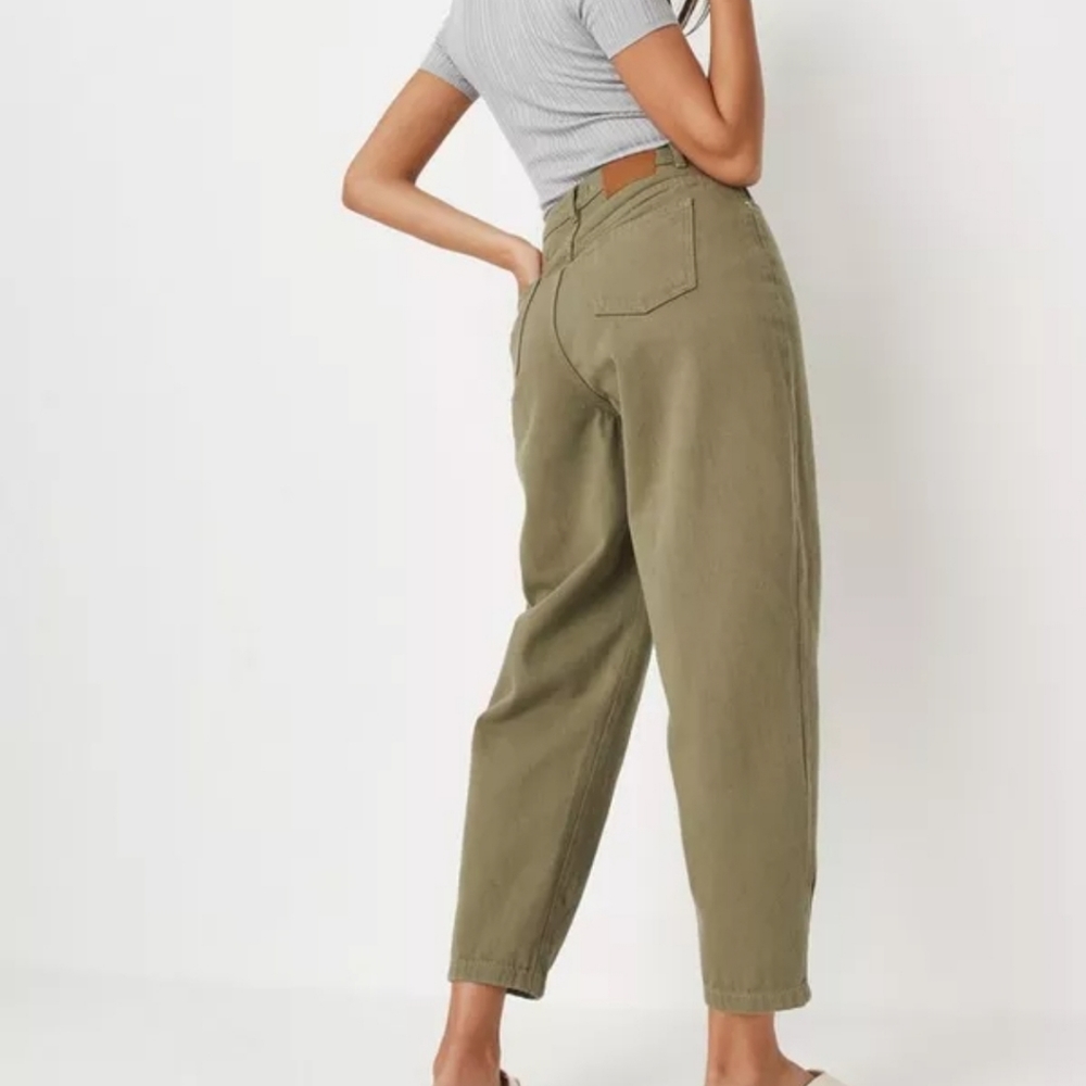 Khaki High Rise Cropped Leg Jeans - Picture 2 of 3